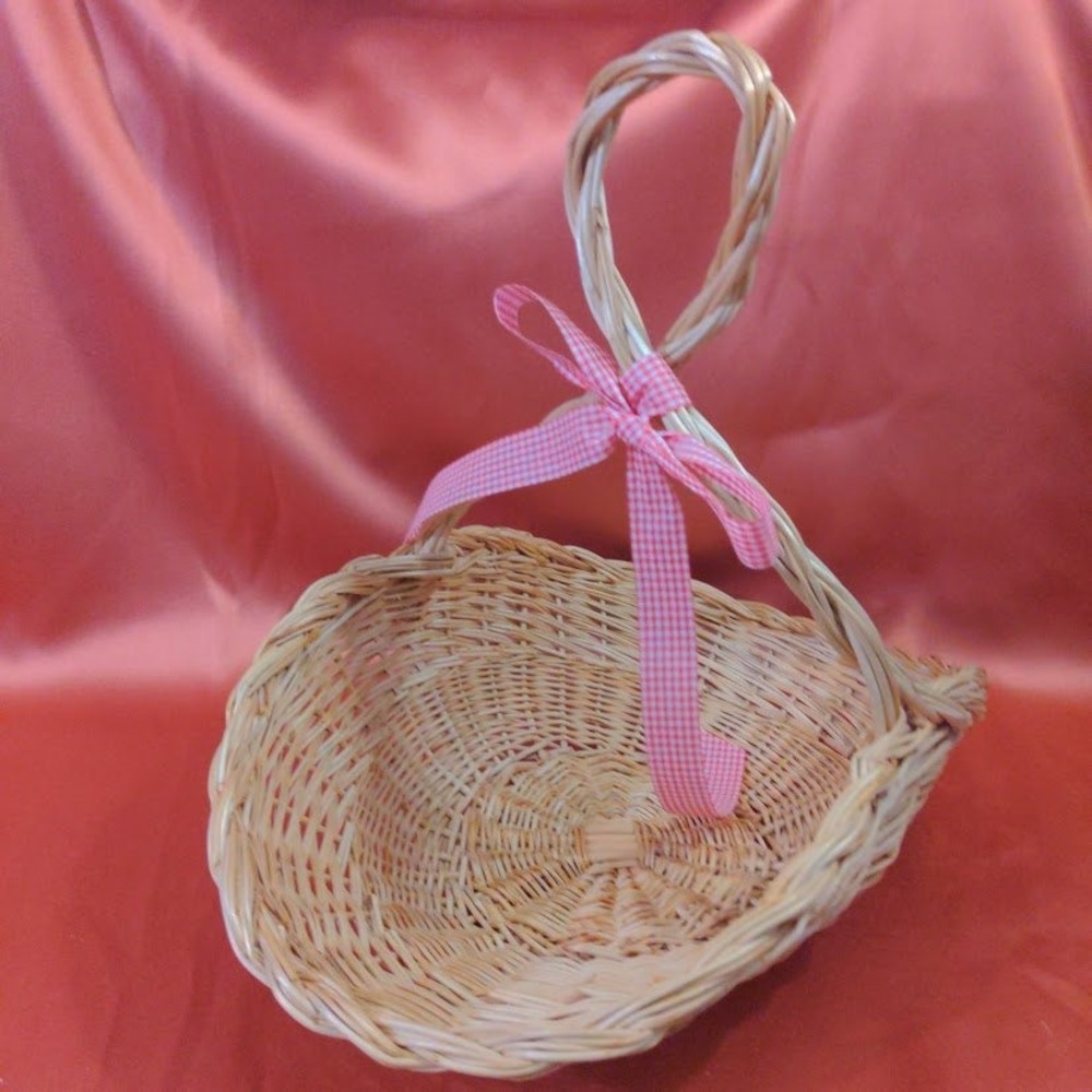 Vtg Italian Wicker Basket Gingham Bow Gathering Market Cottagecore Made Italy